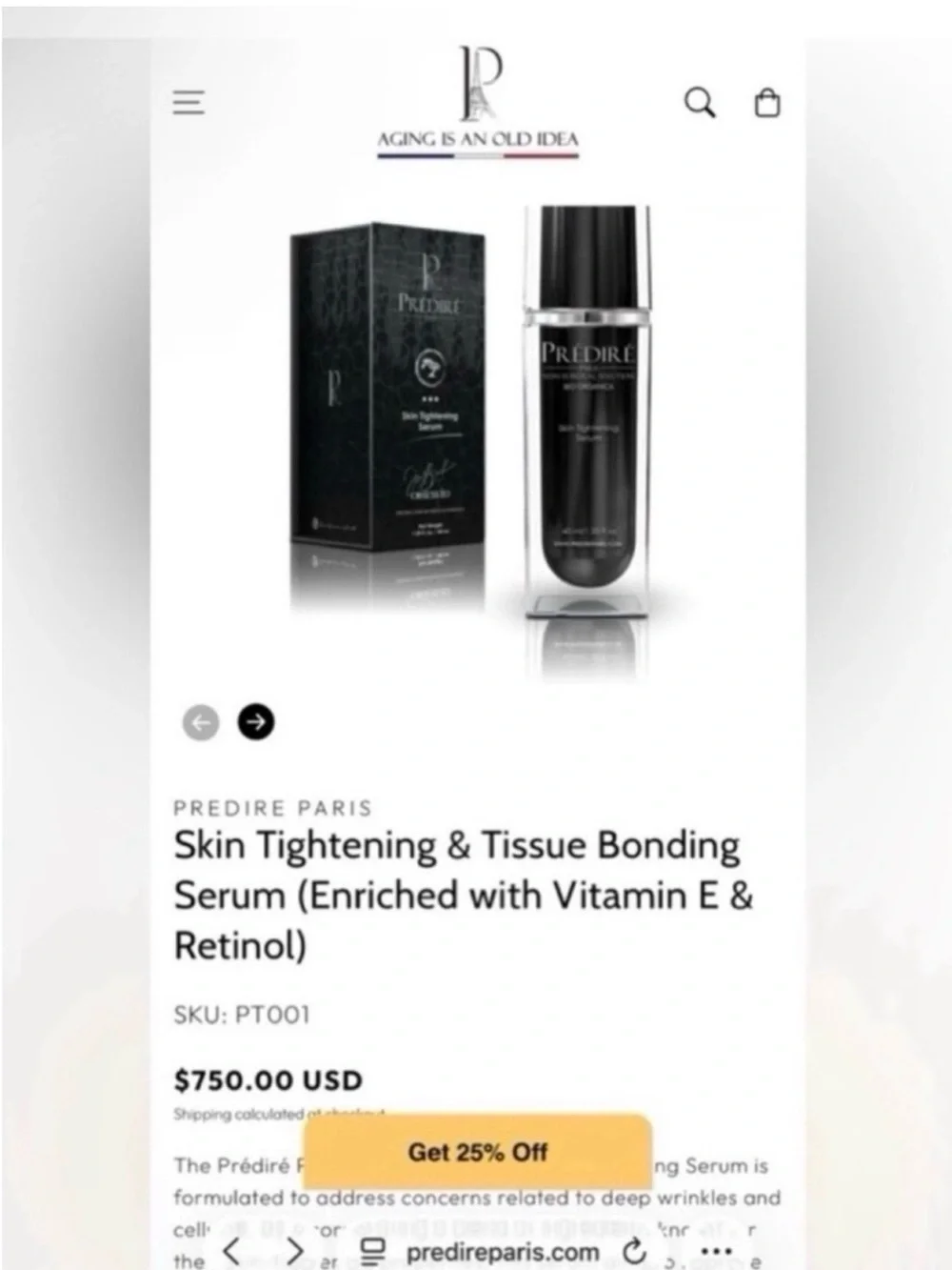 PREDIRE Skin Tightening & Tissue Bonding Serum w/Vitamin E & Retinol Retail $750